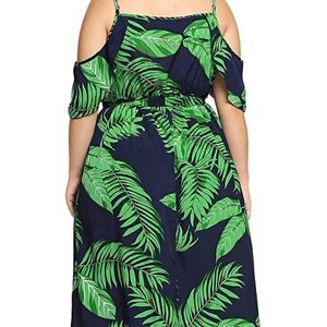 Milumia Women Plus Size Cold Shoulder Floral Maxi Bohemian Split Dress 1X